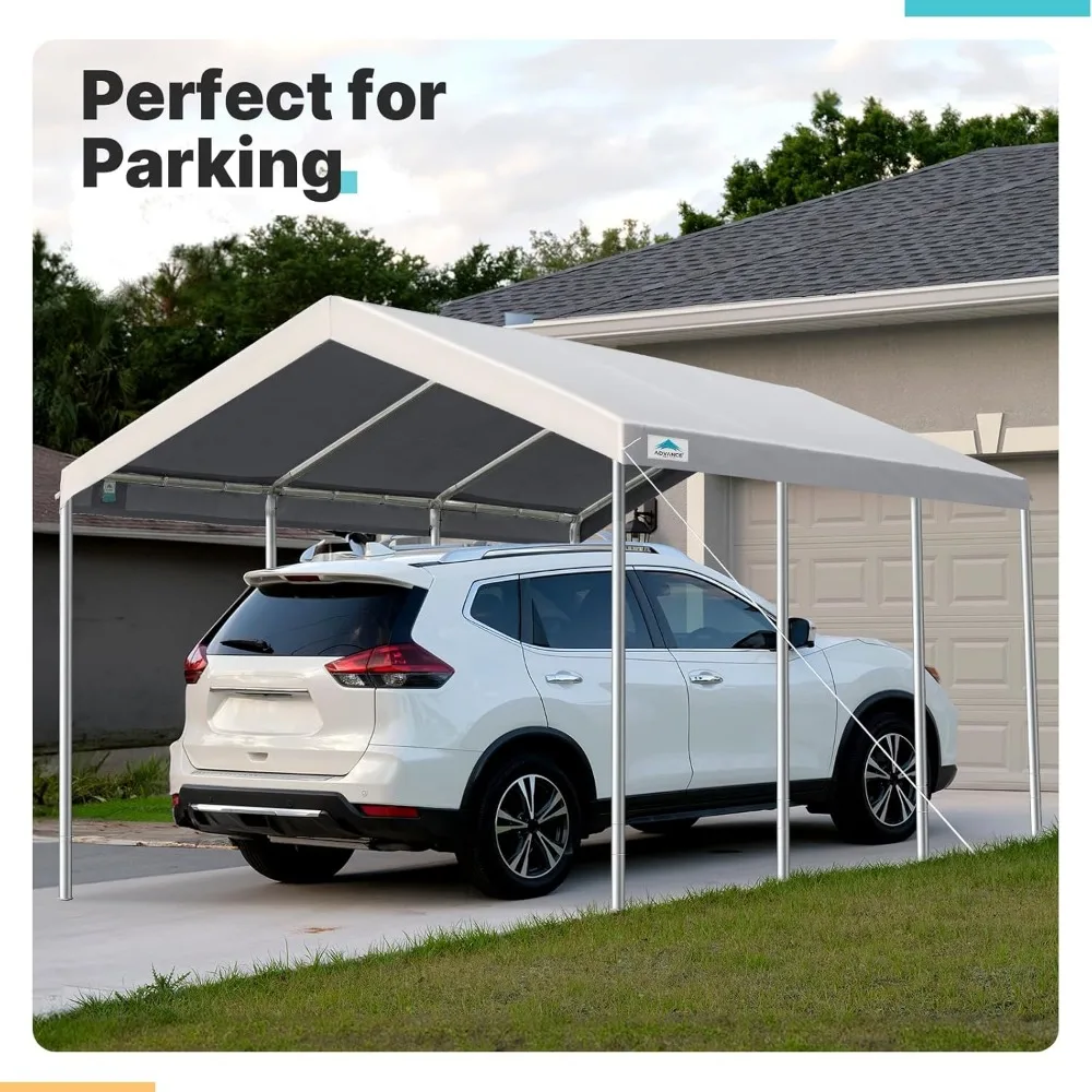 

Adjustable 10x20 ft Heavy Duty Carport Car Canopy Garage Boat Shelter Party Tent, Adjustable Peak Height from 9.5ft to 11ft,Gray