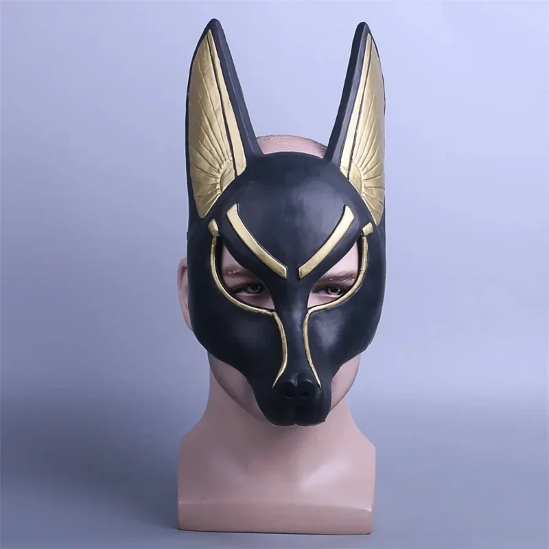 A Egyptian Anubis Cosplay Face Mask PVC Canis spp Wolf Head Animal Masquerade Props Party Halloween Fancy Dress Ball