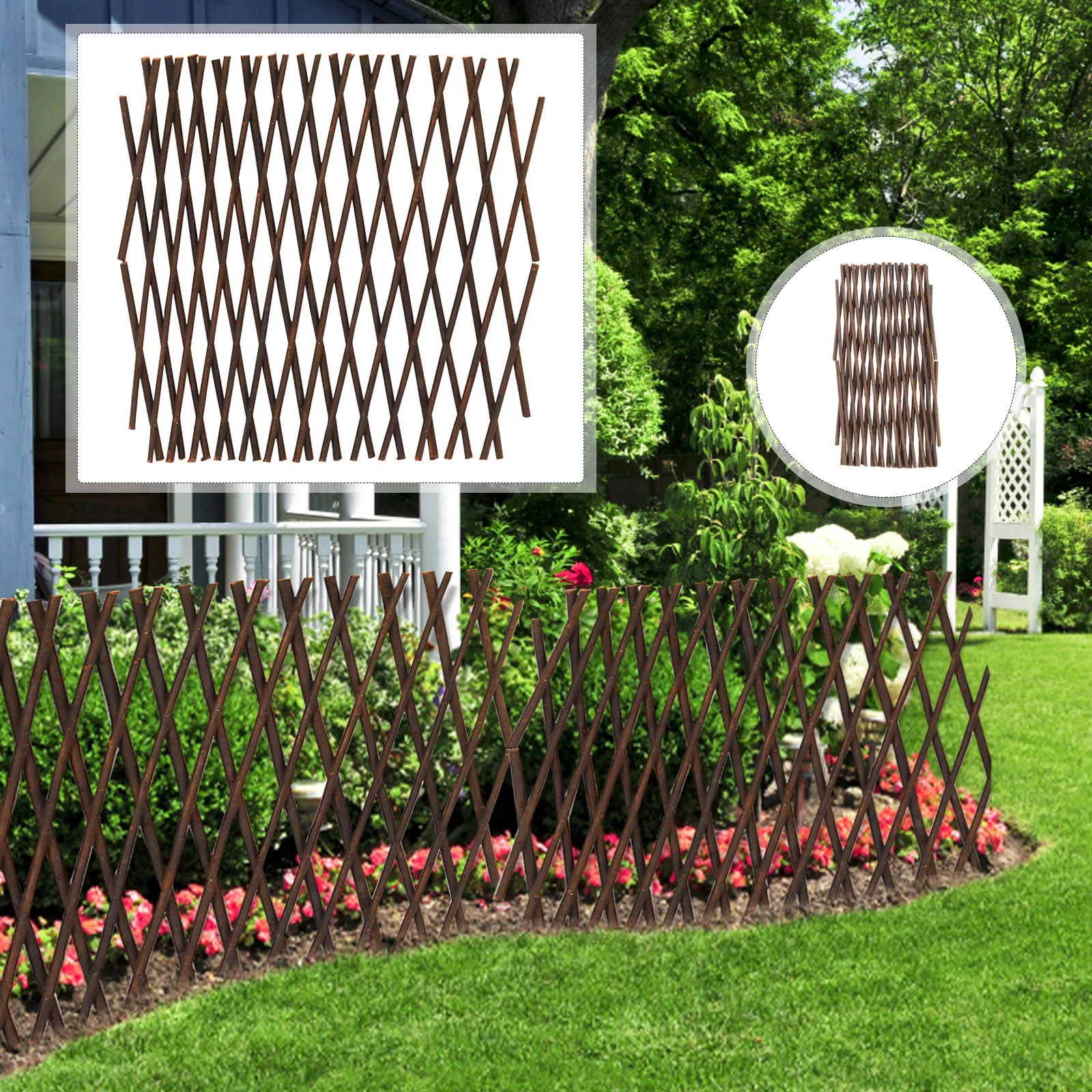 Expandable Willow Fence 40cm Single Retractable Trellis Decorative Garden Border Patio Lawn Plant Climbing 2026 Trending Valla