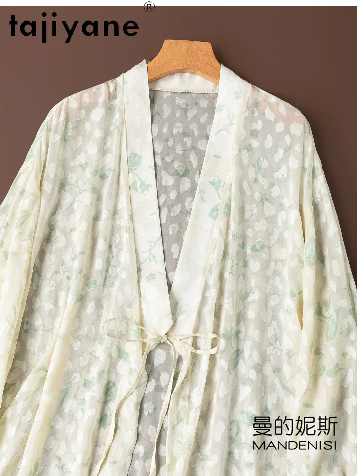 TAJIYANE 100% Mulberry Silk Shirt Women Lantern Sleeve Mid Length Blouse Semi-Transparent Spring Tops Woman Clothes 2026 셔츠