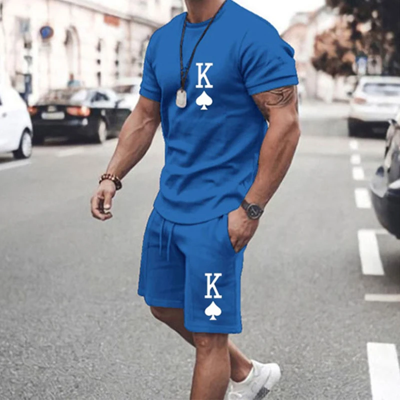 New Men Suit Fashion 2-piece Set Men Street Short Shirts Shorts Pants Casual Oversized Comfortable Clothes Jogging Training Set