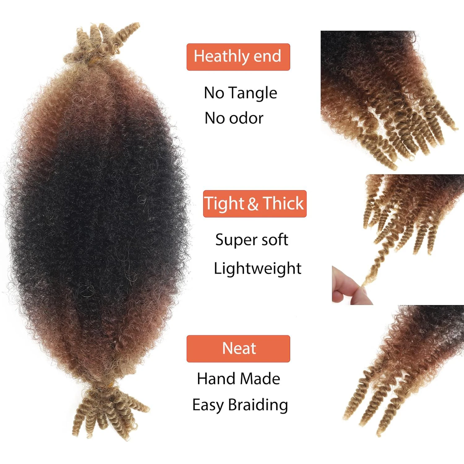 Marley Twist Braiding Hair 1-6 Packs Springy Afro Twist Ombre Blonde Kinky Curly Braiding Synthetic Wrapping Hair