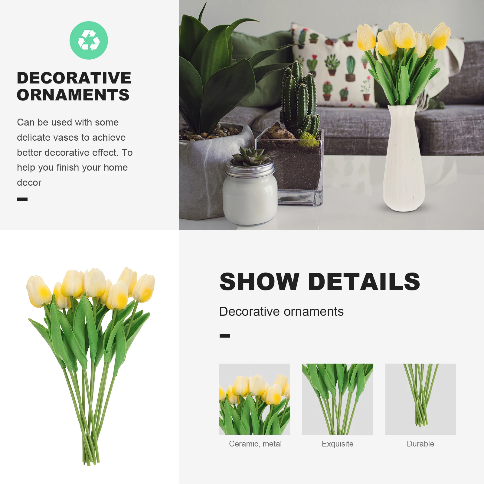 

10 Pcs Artificial Flowers Simulation Tulip Faux That Look Large Touch Tulips Simulated Bouquet Baby