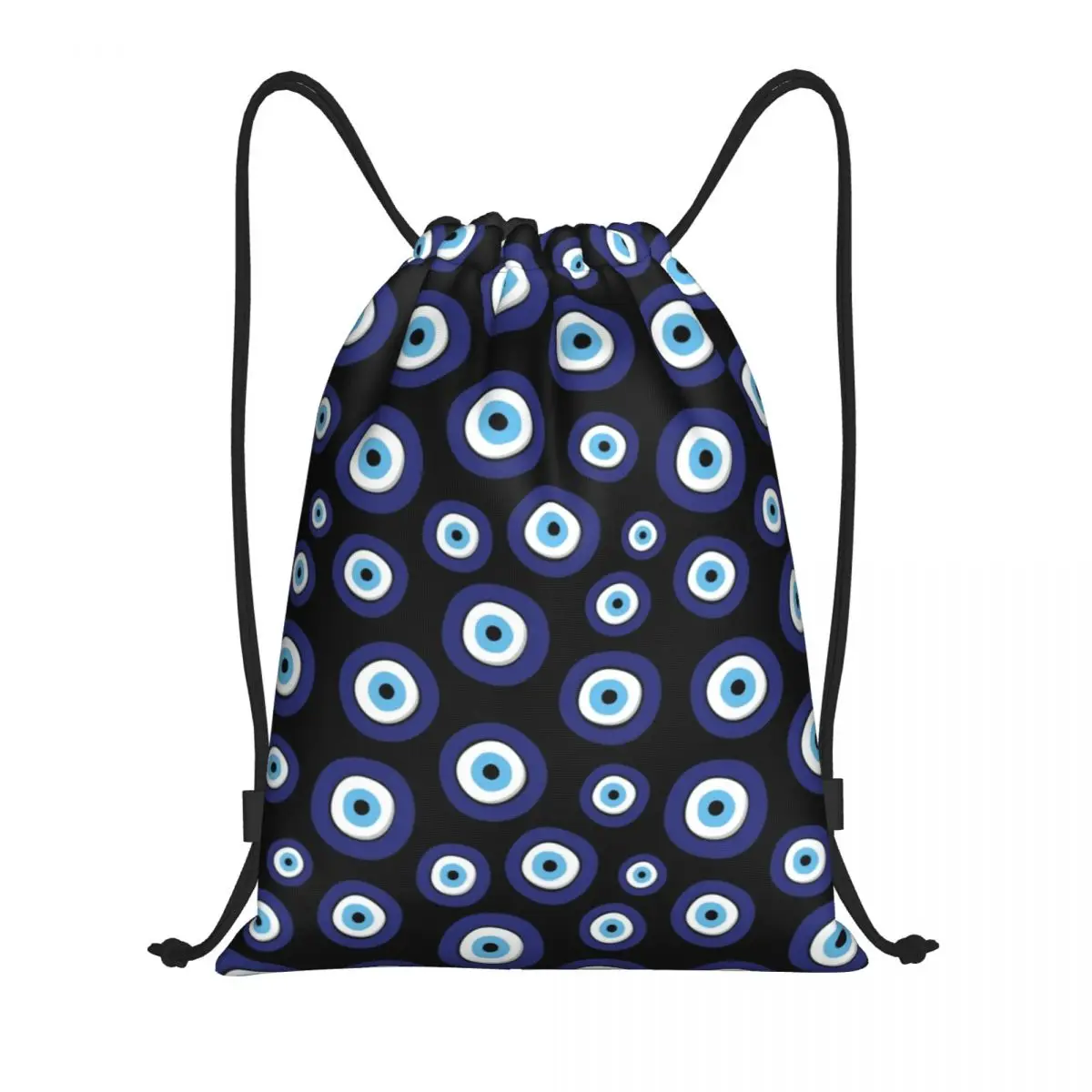 

Greek Amulet Evil Eye Pattern Drawstring Backpack Women Men Gym Sport Sackpack Foldable Nazar Lucky Charm Training Bag Sack