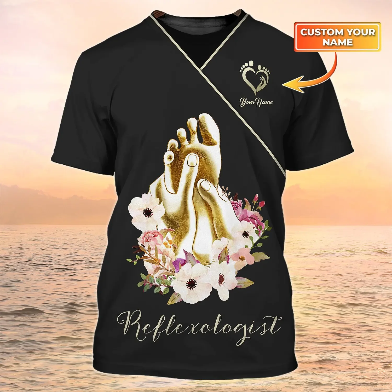 Female Massage Esthetician Customized Name Workwear T Shirt Unisex Uniform Skincare Pattern Printed Summer Casual Oversized Tees