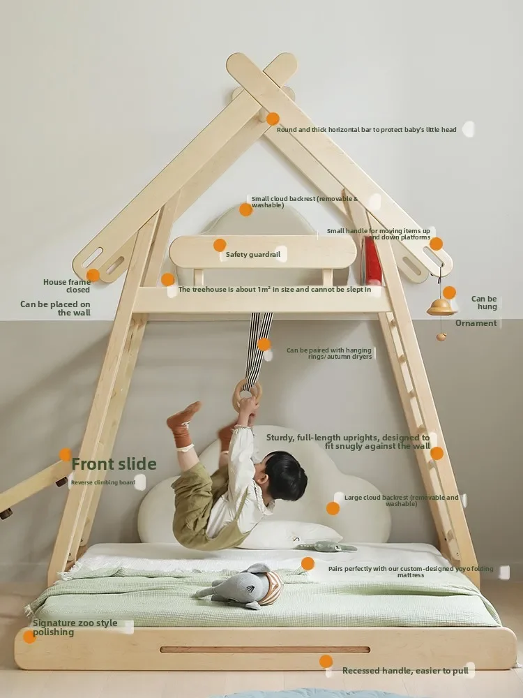 Windmill bed, pull-out bed, climbing frame, Montessori floor, bed slide