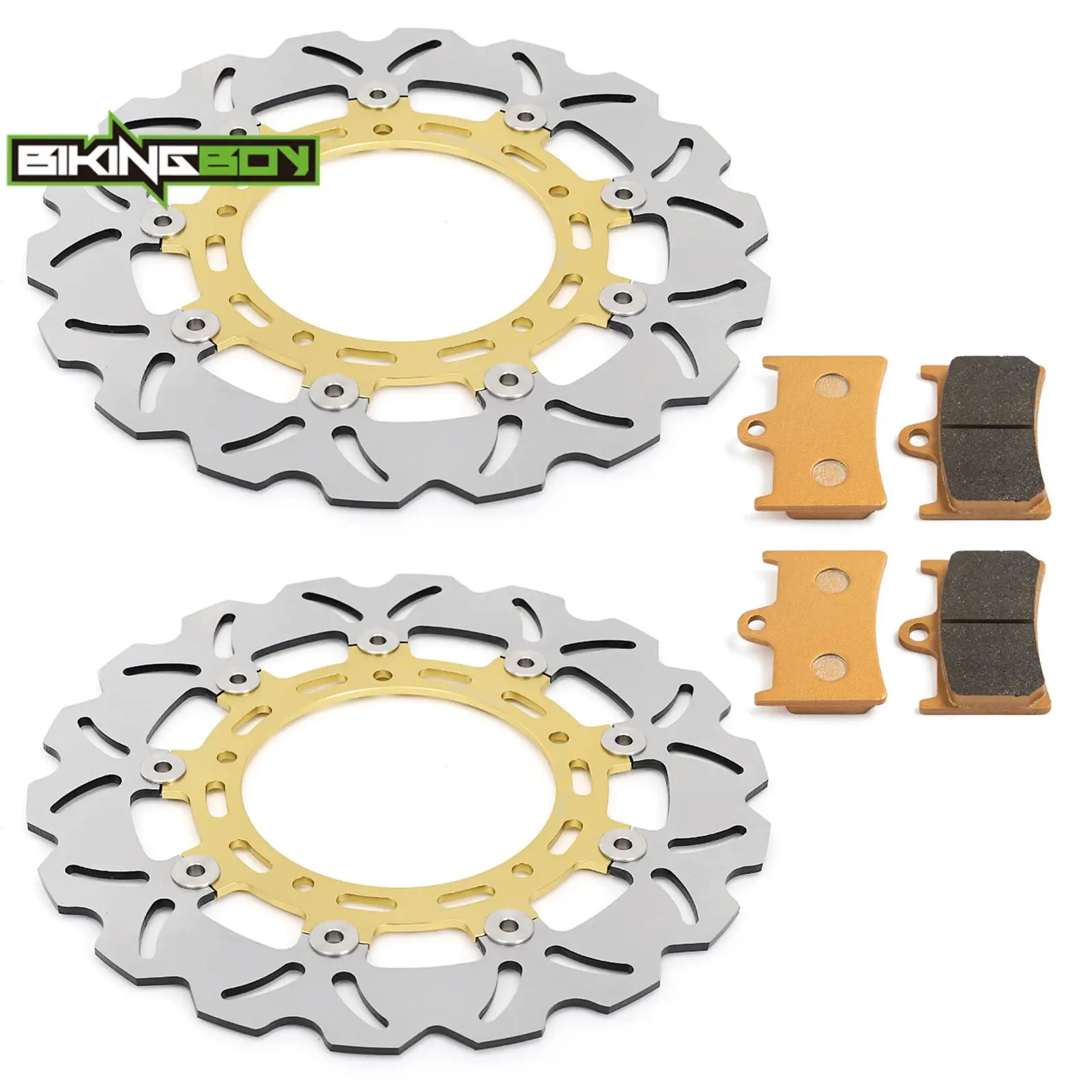 BIKINGBOY For YZF R6 05-16 06 07 08 09 10 13 14 15 FZ8 800 11-15 XTZ 1200 Super Tenere 12-18 Front Brake Disks Discs Rotors Pads