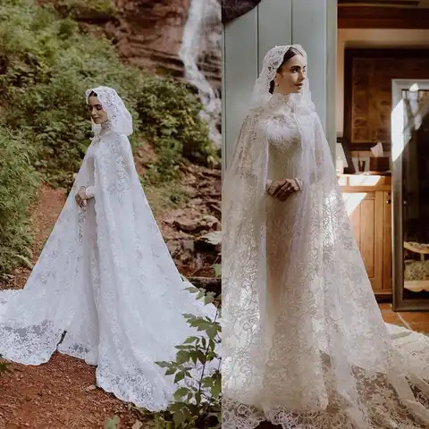 Mulheres com capuz Wrap Jacket, Elegante Sem Mangas Lace Up Bridal Cloak, Custom Made Igreja Noiva Acessórios, Alta qualidade
