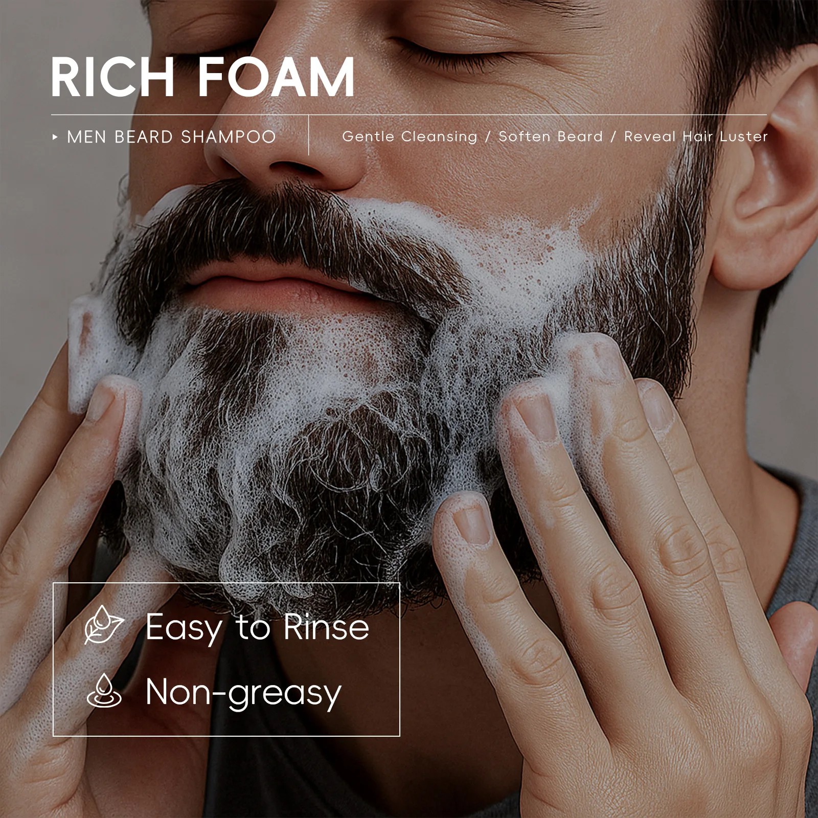 

QUIYUM Men Beard Shampoo 60ml, Gentle Beard Wash for Moisturizing Softening, Nourishing Frizz Control Facial Hair Cleaner