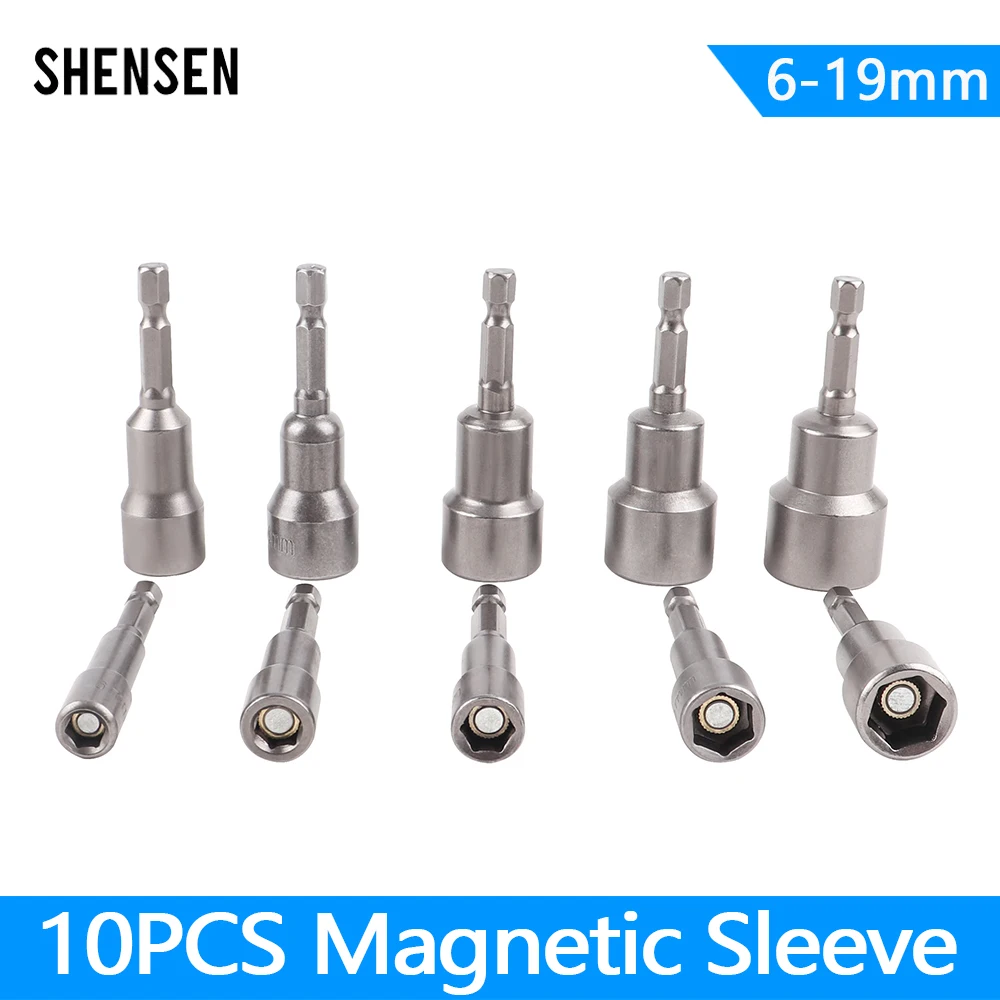 10Pcs/set 6mm-19mm Hex Sockets Sleeve Nozzles Nut Driver Allen socket Wrench 1/4