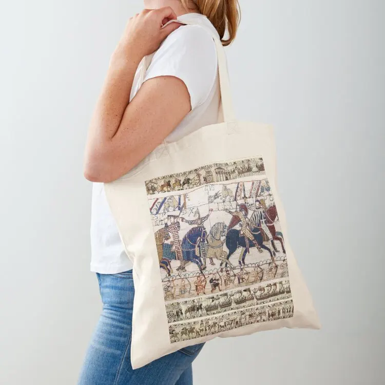 THE BAYEUX TAPESTRY ,BATTLE OF HASTINGS ,NORMAN KNIGHTS HORSEBACK Tote Bag Canvas bag Cloth bag