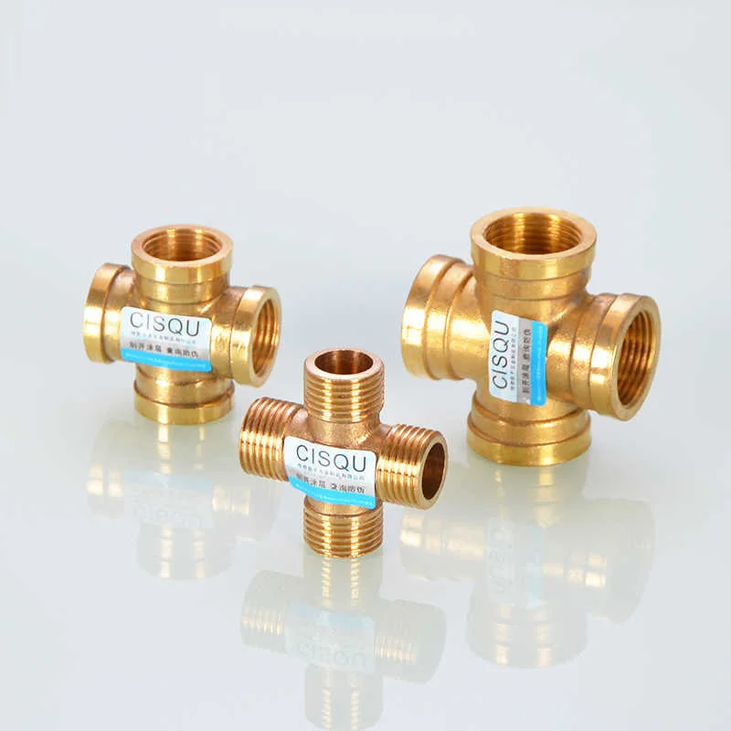 1/2IN 3/4IN Thread four way joint one point three way cross four way water pipe joint fittings copper pipe ancient