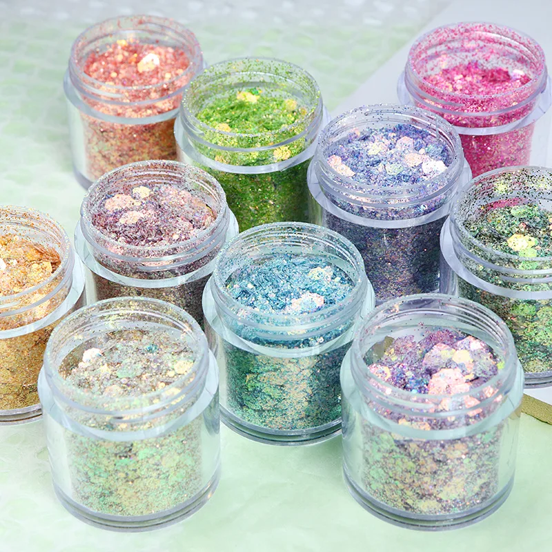 10ml fée holographique gros paillettes 3D forme mixte Laser ongles paillettes UV Gel vernis poudre scintillante poussière paillettes flocons