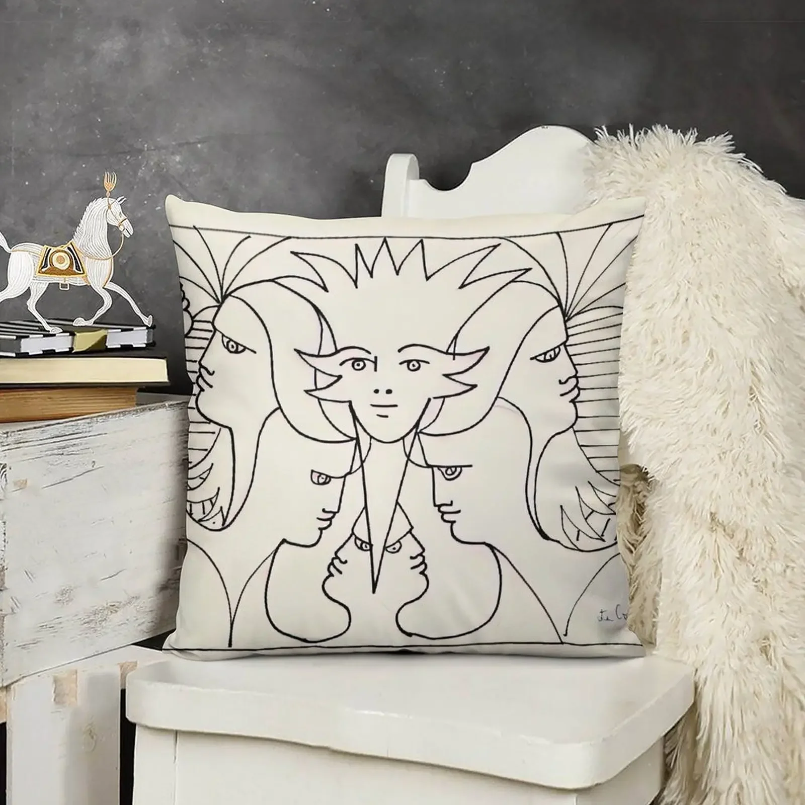 

jean cocteau artwork Throw Pillow Cushions For Decorative Sofa New year pillow