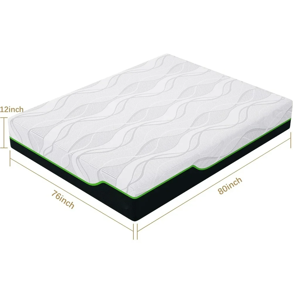 King Size Mattress for Pressure Relief,12 Inches Cooling Gel Memory Foam Hybrid Mattress, King Mattress in a Box with Individual