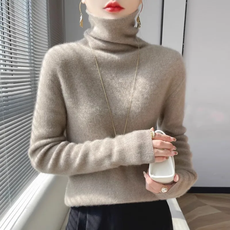 Autumn Winter Thick Warm Jumpers High Strecth Korean Fashion Base Layer Tops Women Sweater Turtleneck Slim Fit Solid Pullovers