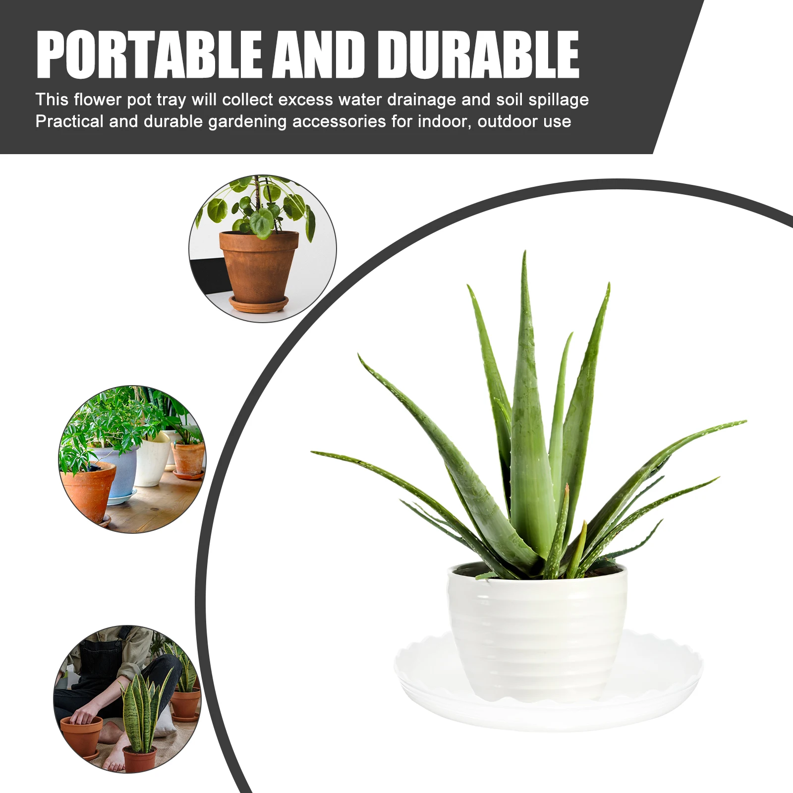 

12pcs Round Flower Pot Saucers White Plastic Durable Plant St Balcony Trays Water Holding Humidity Indoor Plants