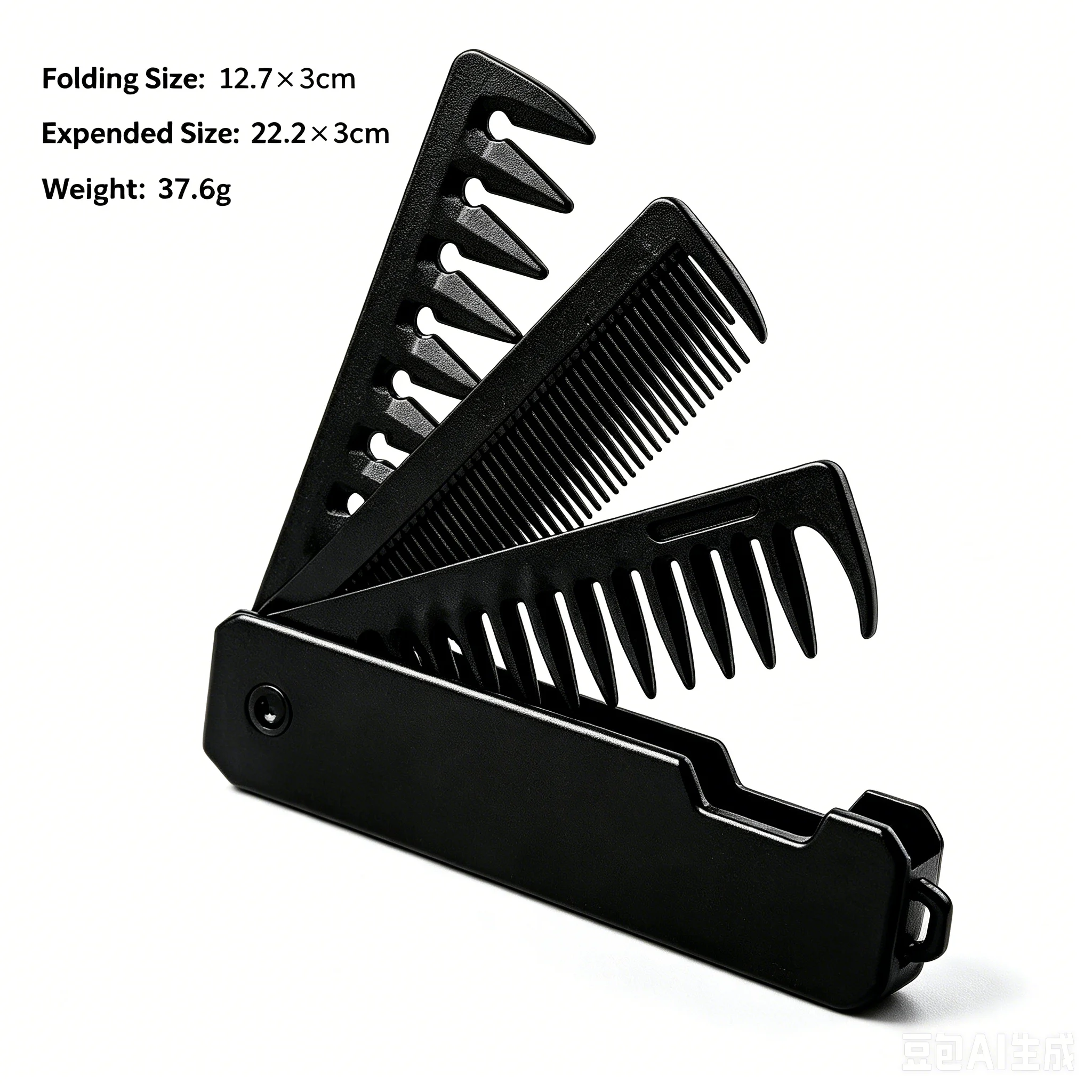 Multifunctional 3 in 1 Folding Pocket Comb, Wide & Fine Tooth Oil Head Beard Styling Comb Portable Travel Barber Hair Grooming T