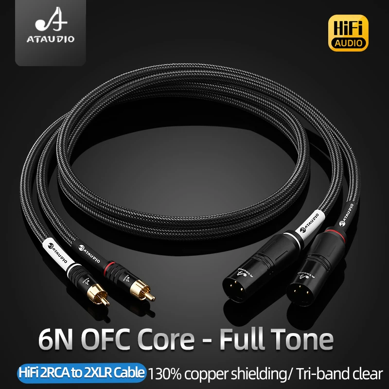 HiFi 2RCA to 2XLR Audio Cable for Amplifier Mixer High Purity 6N OFC 3Pin XLR Female to RCA Male Cable