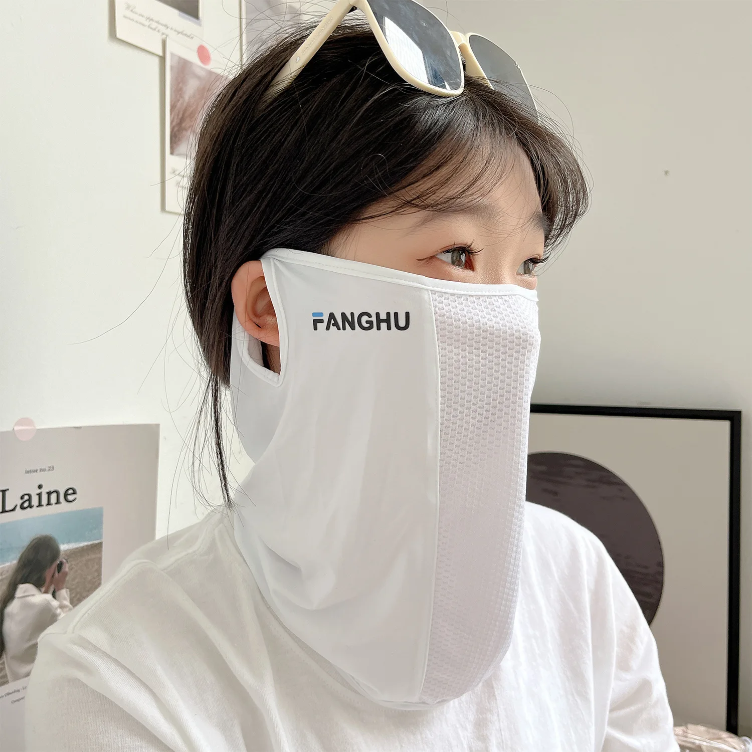 Summer UV Protection Sunscreen Mask Face Scarf Cycling Sunscreen Ice Silk Mask Face Cover Neck Wrap Cover Breathe Traceless Thin