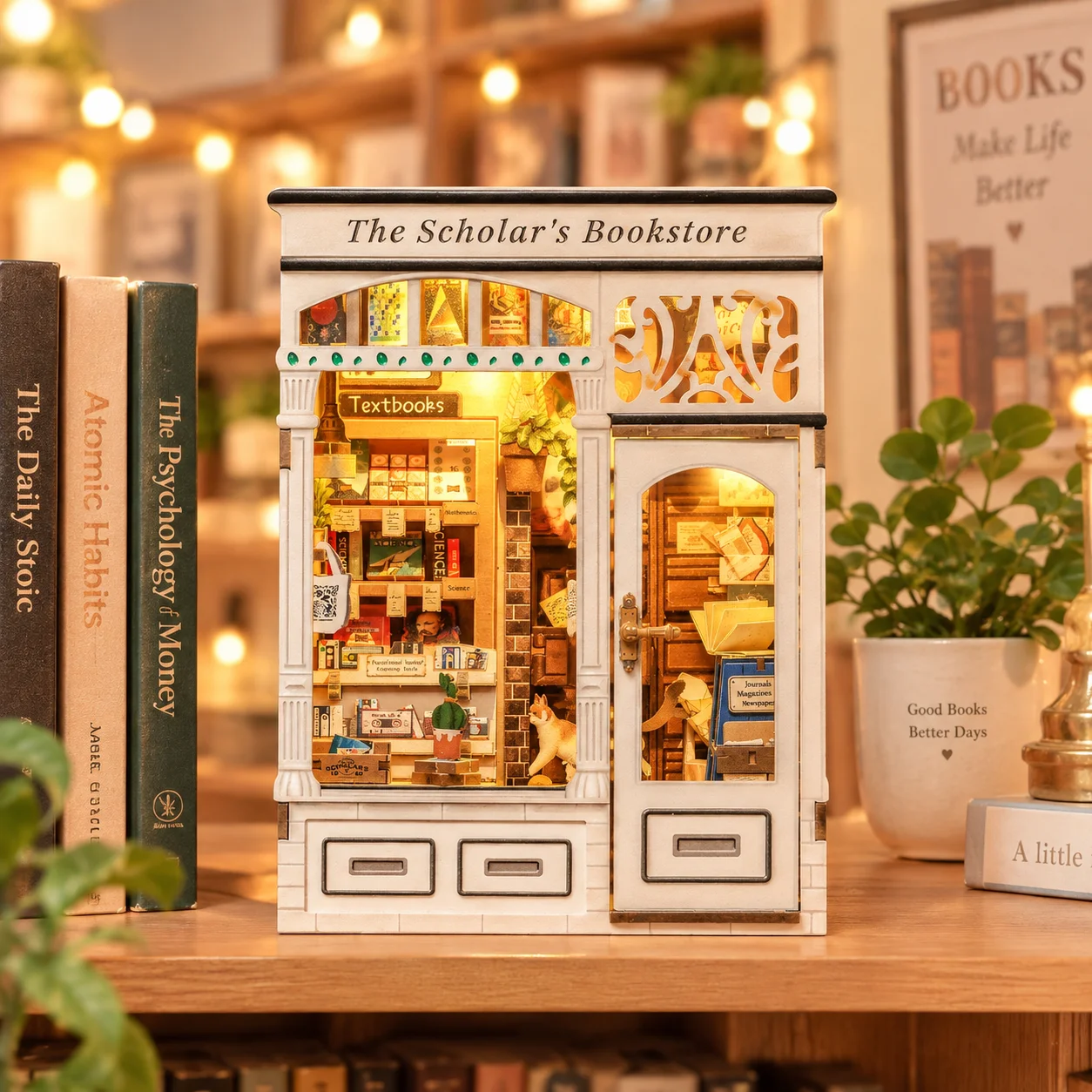 DIY book nook kit The Scholar's Bookstore Miniature Bookshelf Insert Bookend Assembly Model Craft Decorative Collection