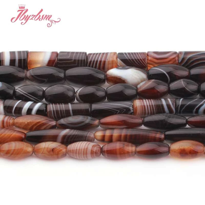 

Natural Brown Botswana Agates Olivary Rice Column Stone Spacer Beads For DIY Bracelet Necklace Jewelry Making Strand 15"