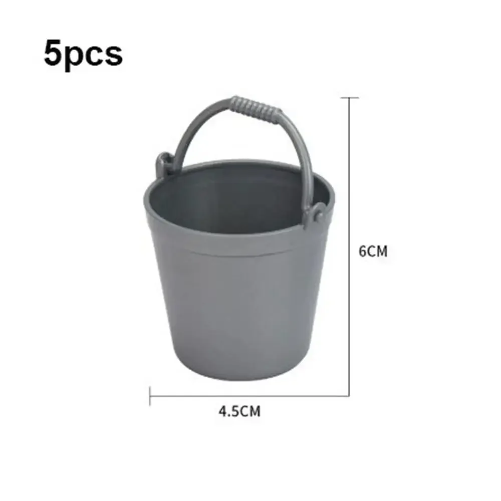 5pcs Plastic Miniature Bucket Model Mini 4.7*6cm Children Beach Small Bucket 6 Colors Dollhouse Decorations Ornaments