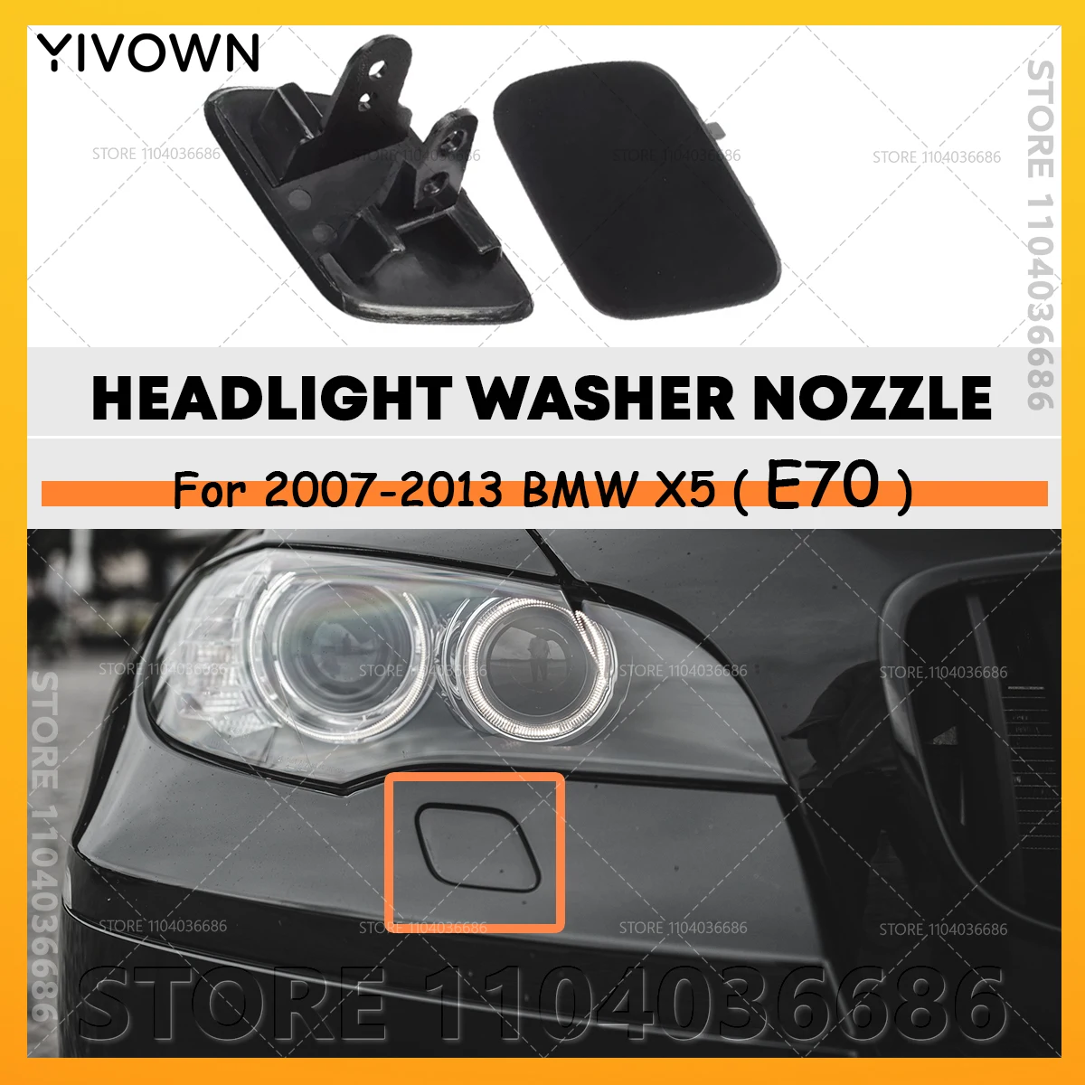 

For 2007-2013 BMW X5 (E70) Headlight Washer Nozzle Spray Jet Cover Cap (Unpainted) 51657199141 51657199142