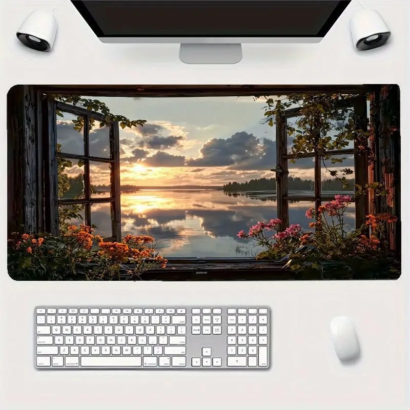 Brand Iron Art Desk Mat Sunset Floral Ultra-Fine Textured Mouse Pad Workspace Aesthetic Black Computer Accessory
