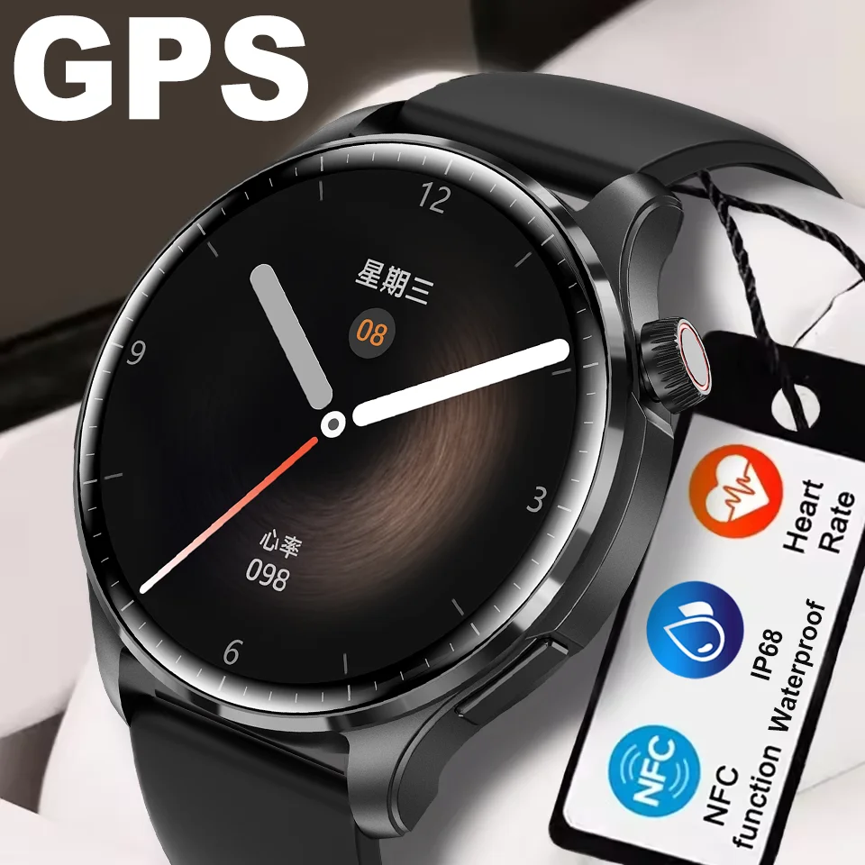 2025 Новые Смарт-часы для мужчин 1,60 дюйма HD AMOLED NFC Компас GPS Bluetooth Вызов IP68 Водонепроницаемые 100 + спортивные режимы Смарт-часы KaiAqua