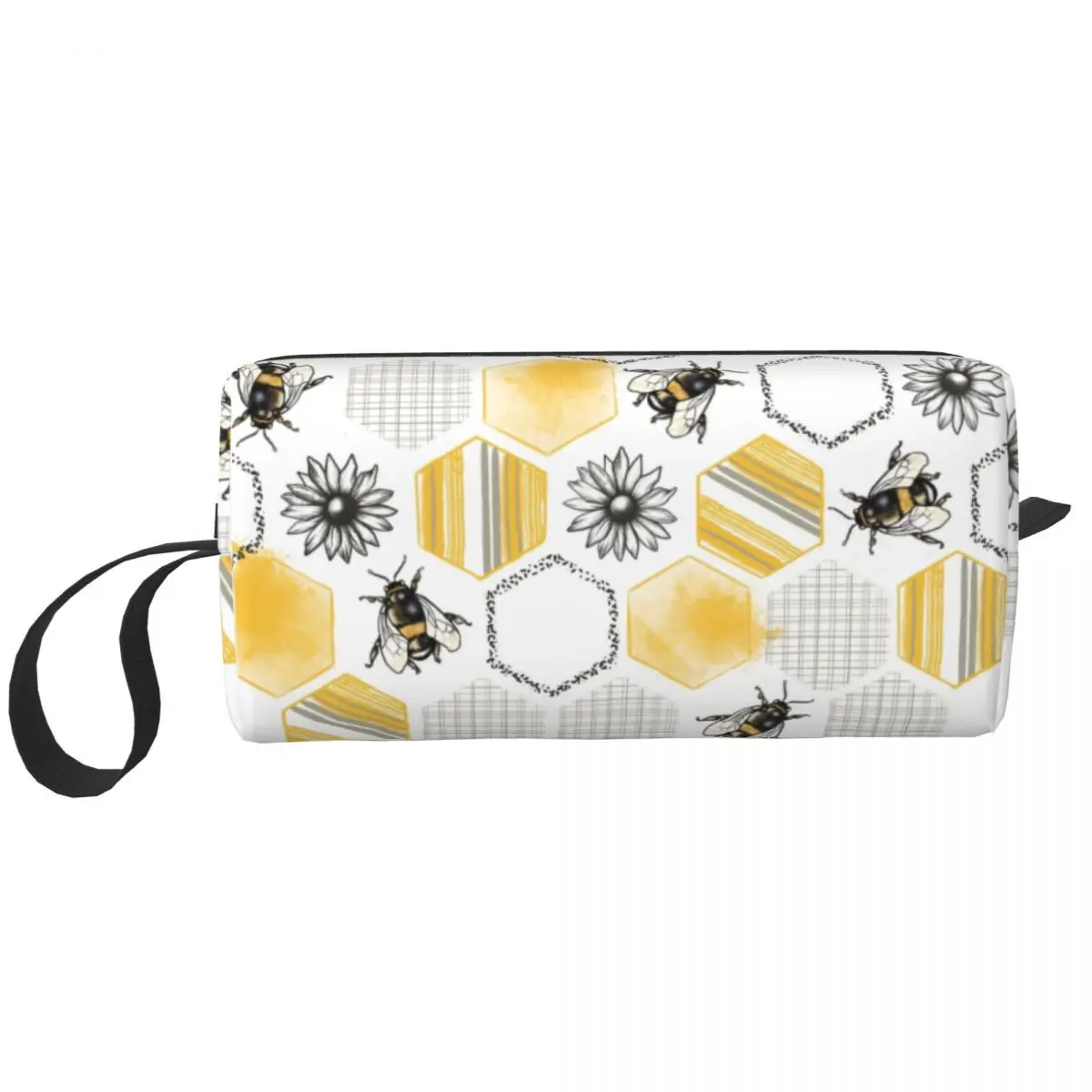 Bee Joyful Cosmetic Bag Women Cute Large Capacity Insect Pattern Makeup Case Beauty Storage Toiletry Bags