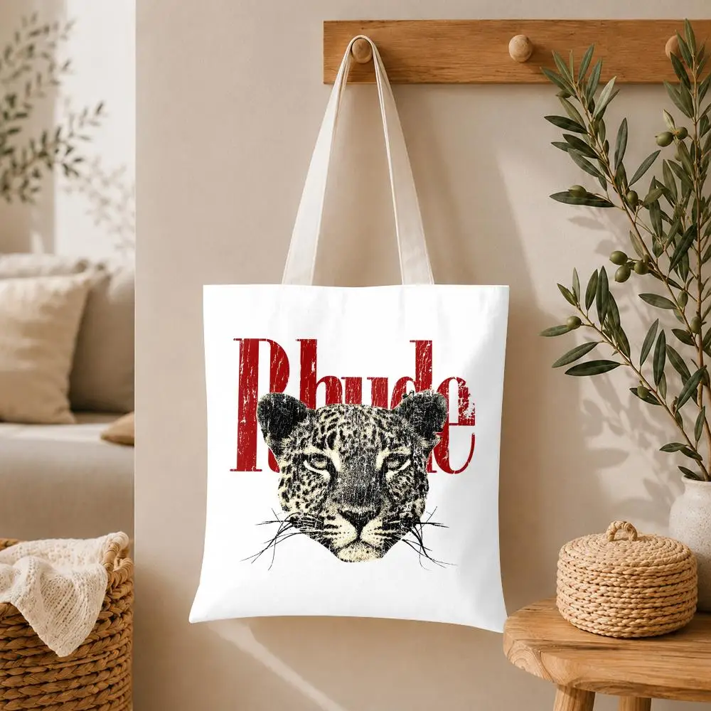Fashion Design R-RHUDEs Storage Bags Large Capacity Canvas Tote Bag Double-Sided Print Shoulder Handbag for Daily Shopping