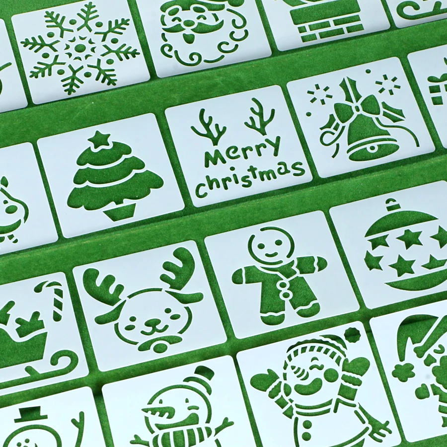 Plantillas de dibujo Montessori de Feliz Navidad, huevo de Halloween, muñeco de nieve, juego de plantillas para colorear de campana para niños, juguete de trazos simples