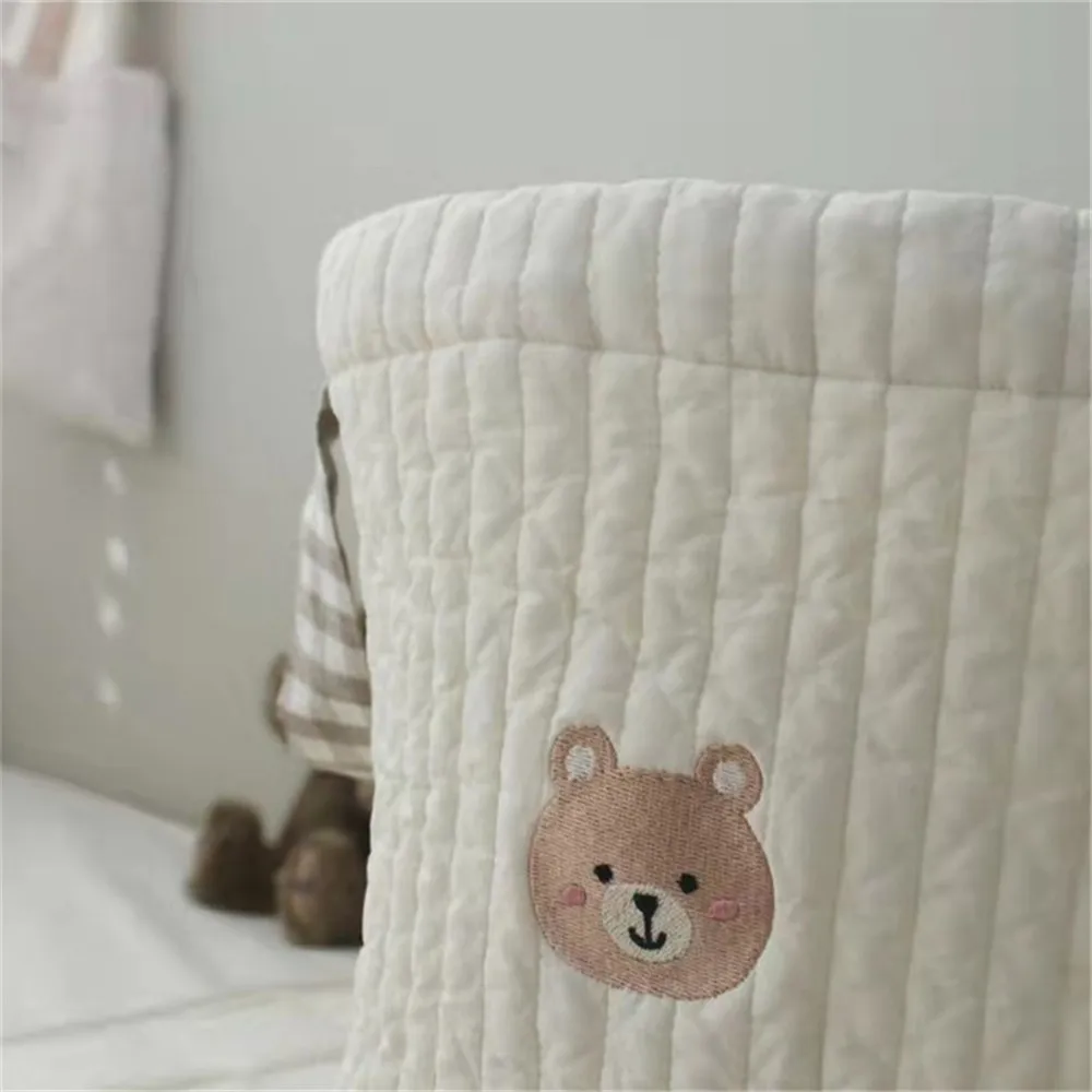 クマの刺繍入りおむつバッグ,ママ,新生児,子供,収納バッグ,ランドリー用バスケット,おもちゃ