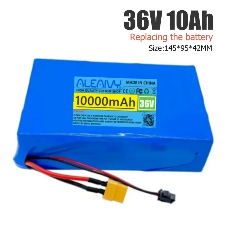 Rechargeable 36V 10000mAh 10S2P Lithium Battery with BMS High Capacity Power Supply for Scooter Replacement Parts