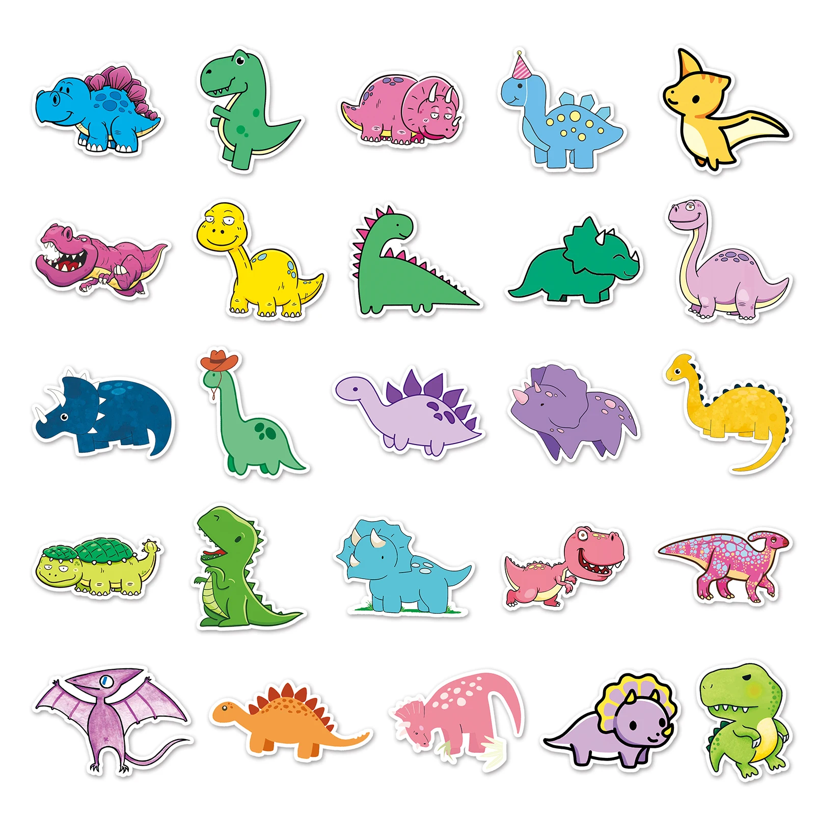 50Pcs Little Dinosaur Series Cartoon Cute Waterproof Sticker Skateboarding Snowboard Retro Vinyl Sticker