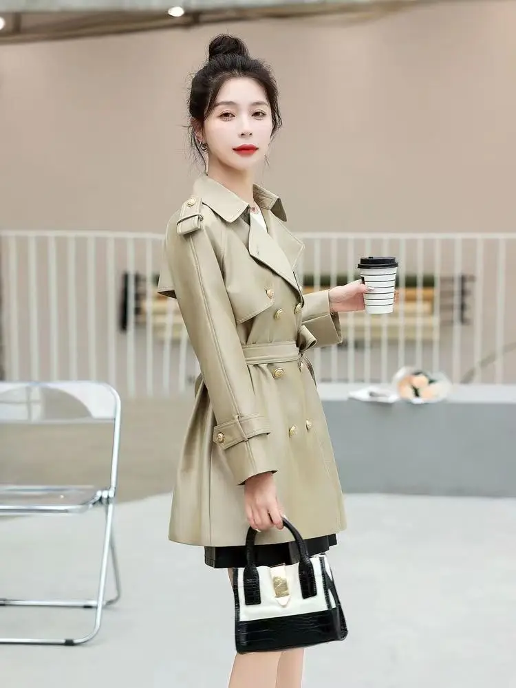 2023 New Stock Clearance Senior Belt British Wind Trench Coat Short Spring and Autumn Small New High-end High-grade Trench Coat