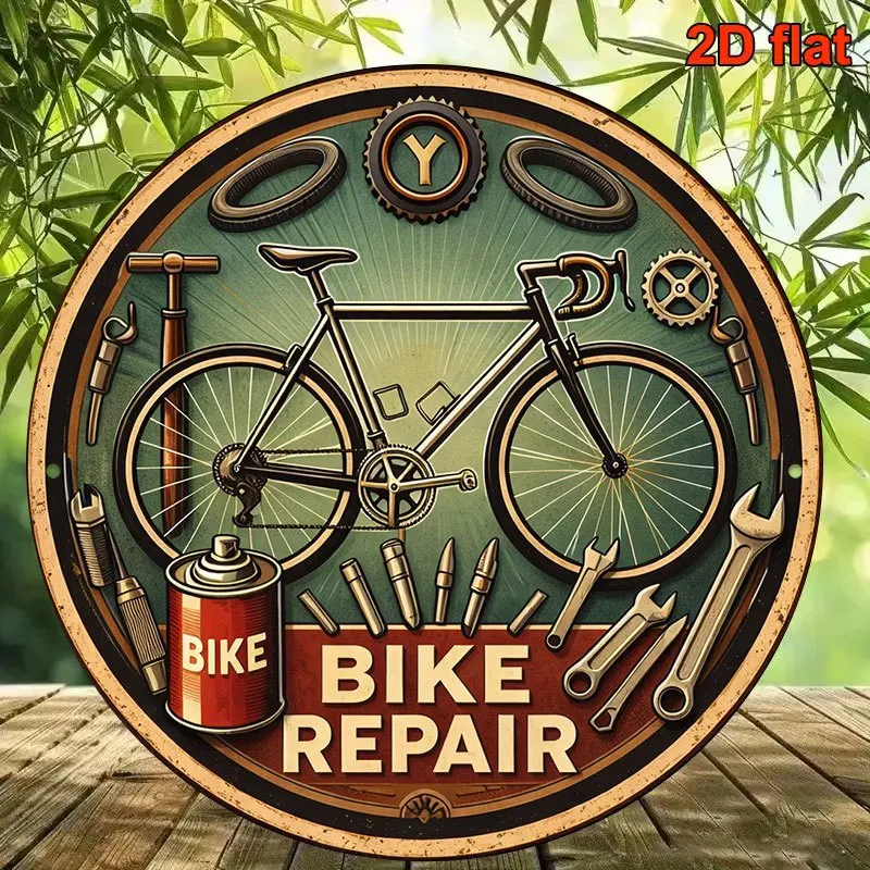 1pc 8*8In/20X20Cm 2D Flat Round Sign, Vintage Plaque about 