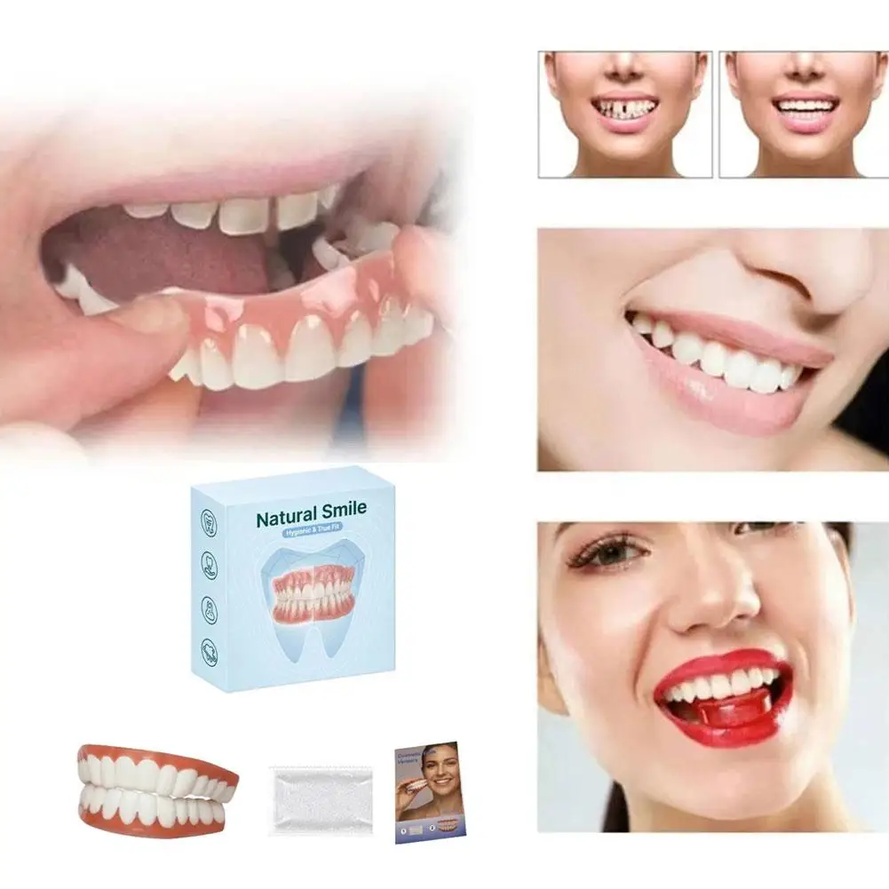 2026 New Soft Silicone Upper&Lower Dentures Comfort Realistic False Teeth Bright Smile Teeth Appliance for Adult Daily Oral Care