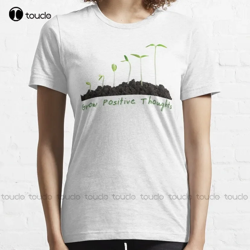 Grow Positive Thoughts  Classic T-Shirt Red Shirts Tee T Shirts Custom Unisex Tee Digital Printing Breathable Cotton Hip Hop