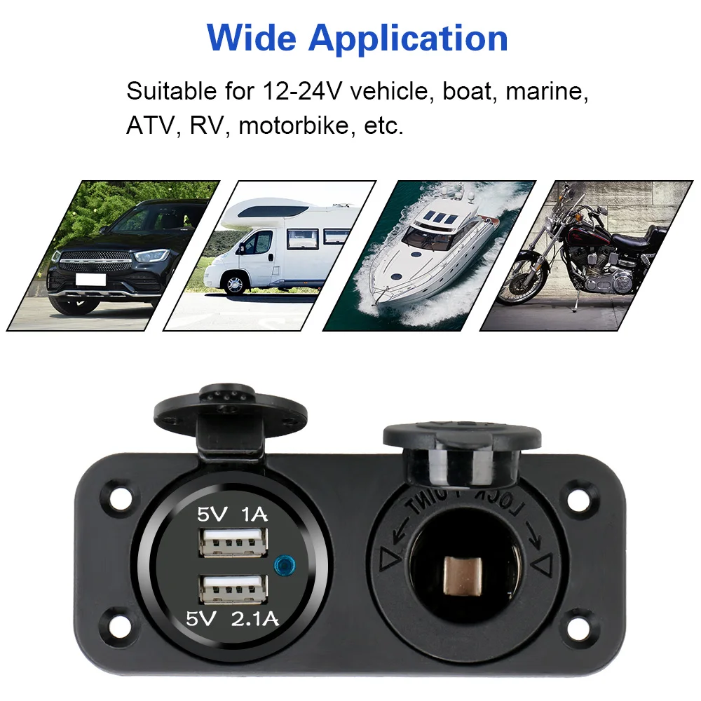 Outlet Accessories 12-24V Car Charger Socket Splitter 5V Dual USB Charging For Car And RV Charger Power Adapter