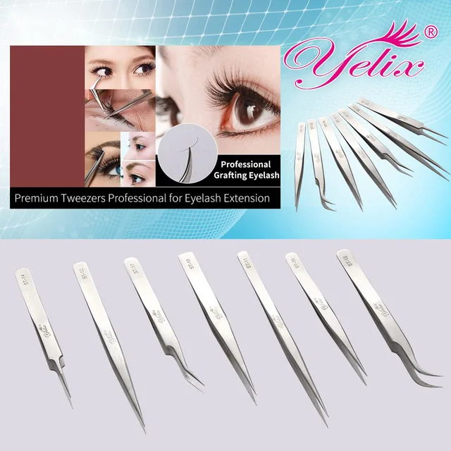 Yelix ST Serie Edelstahl-Wimpernpinzette, Pinzette für künstliche Wimpern, professionelle Make-up-Tools für Anfänger
