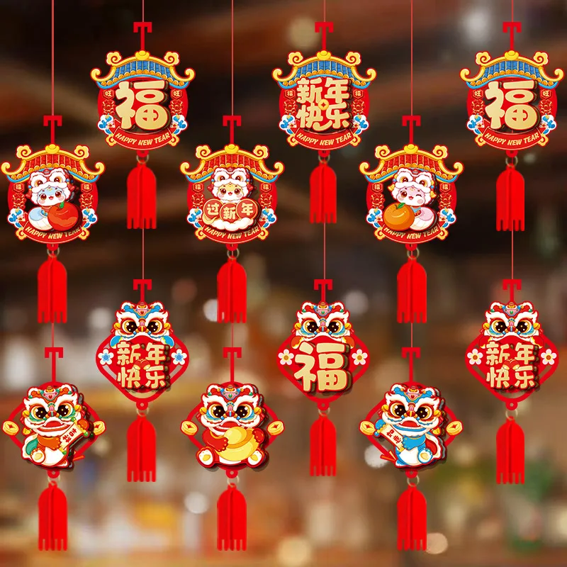 

Chinese Spring Festival Red Hanging Decorations Lucky Fu 3D Decor for 2025 Lunar Snake Year Party Ornament