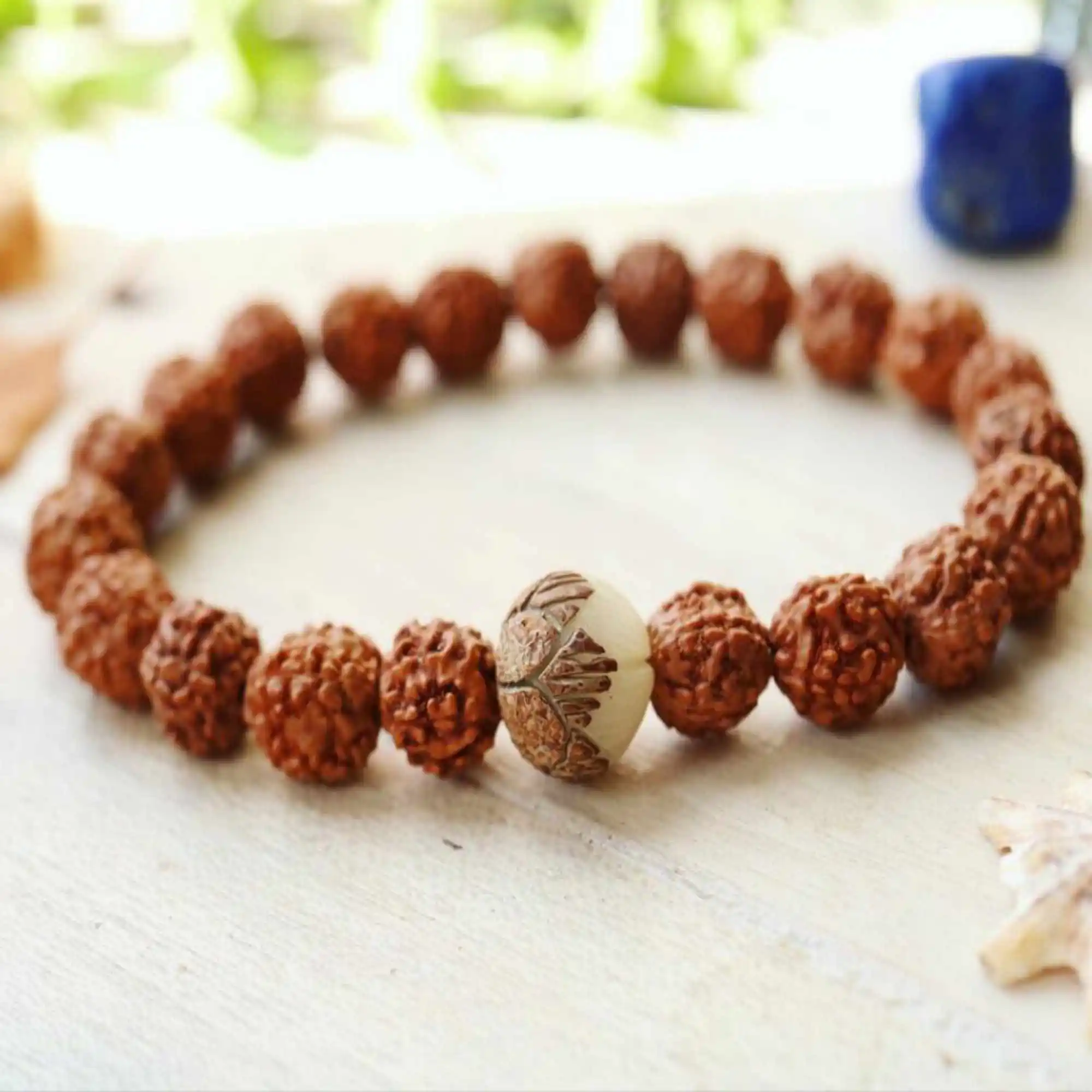 

Natural brown Rudraksha Bodhi Seeds Beads Prayer Yoga Bracelet Easter Practice Diy Restore All Saints' Day Wrist Relief