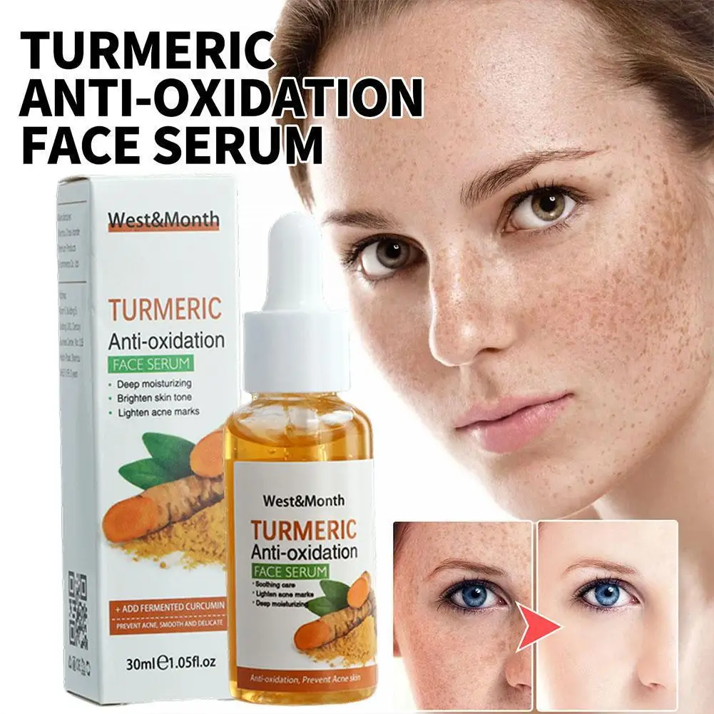 Turmeric Facial Serum Deep Hydrating Moisturizer Fade Spots Acne Marks Brightening Anti-aging Skin Care Refreshing Lotion 30ml