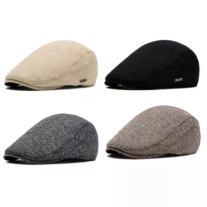 /HTF/Winter Thick Warm Newsboy Caps Men Soft Beret Hat Classic Detective Hats Retro Driver Flat Peaked Cap Street Hats Autumn