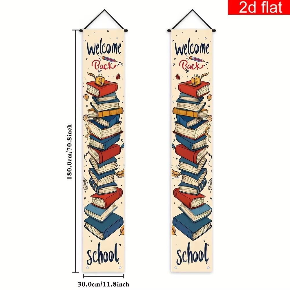 1PC 2D Flat Welcome Back to School Porch Banner, Polyester First Day of School Decor for Porch, Yard & Home