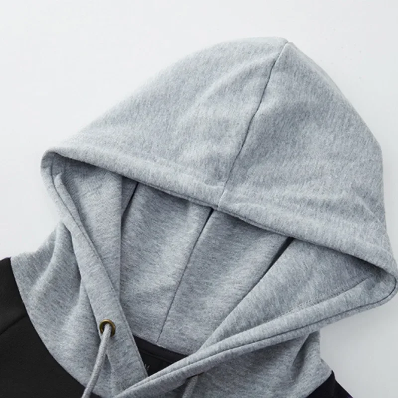 

Men's Black Oversize Hoodies Sweatshirts Long Sleeve Hip Hop Streetwear Casual Pullover Patchwork Hoodies Y2k Preppy Street Wear