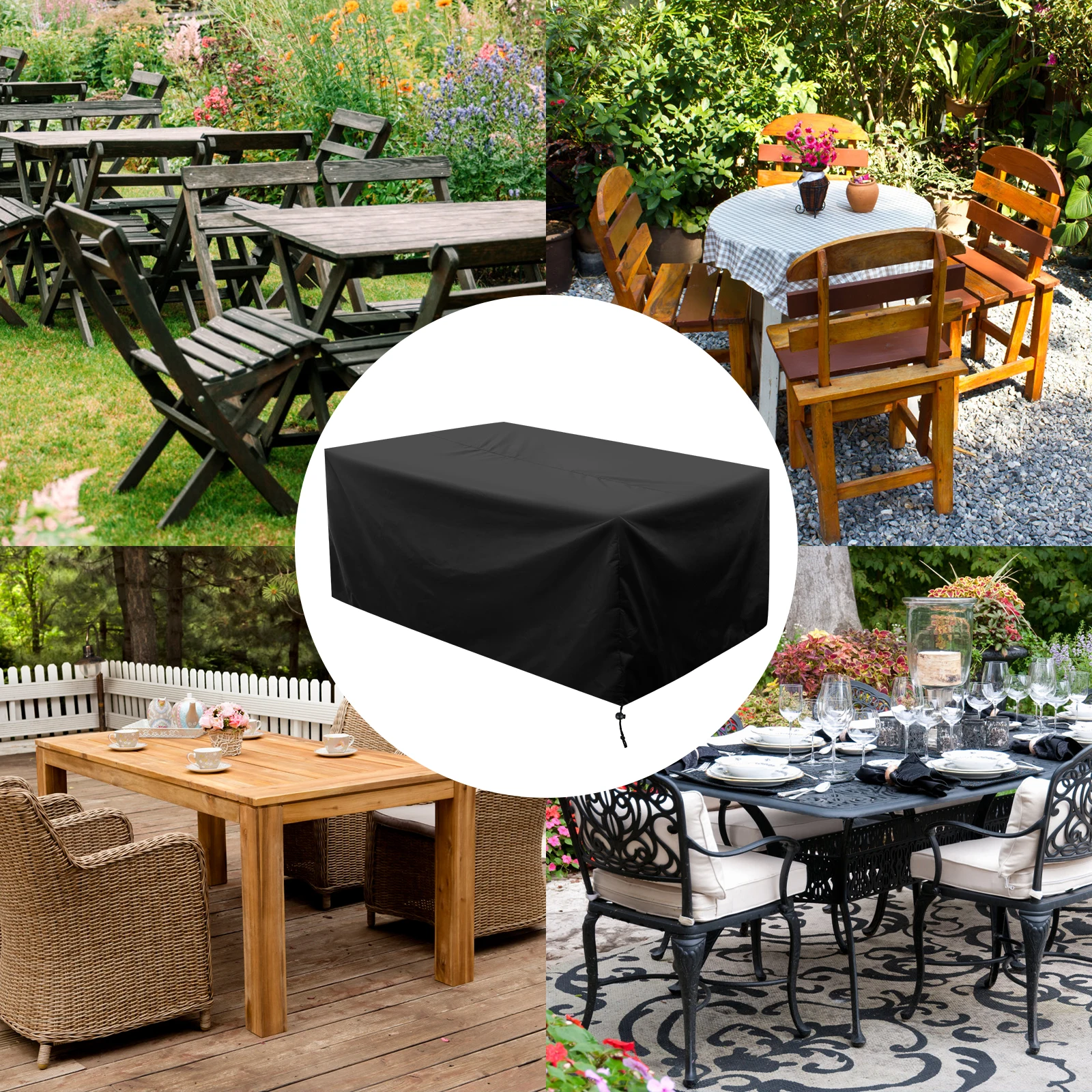 Waterproof Garden Furniture Cover Anti-Dust Outdoor Patio Oxford Cloth Table Chair Covers Rectangular Wind-Proof Yard Sofa Cover