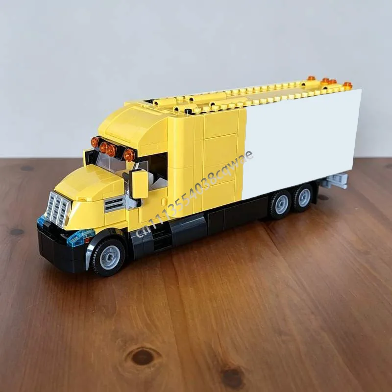 544PCS US Box Truck Model Custom Building Block MOC Vehicle DIY Assembly Creative Bricks Educational Toy Display Collection Gift